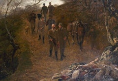 Return of the Guns Victorian Shooting Party signed oil painting