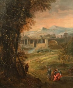 Italianate Classical Landscape Roman Buildings & Figures