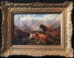 Victorian Oil Highland Cattle in Mountainous Landscape