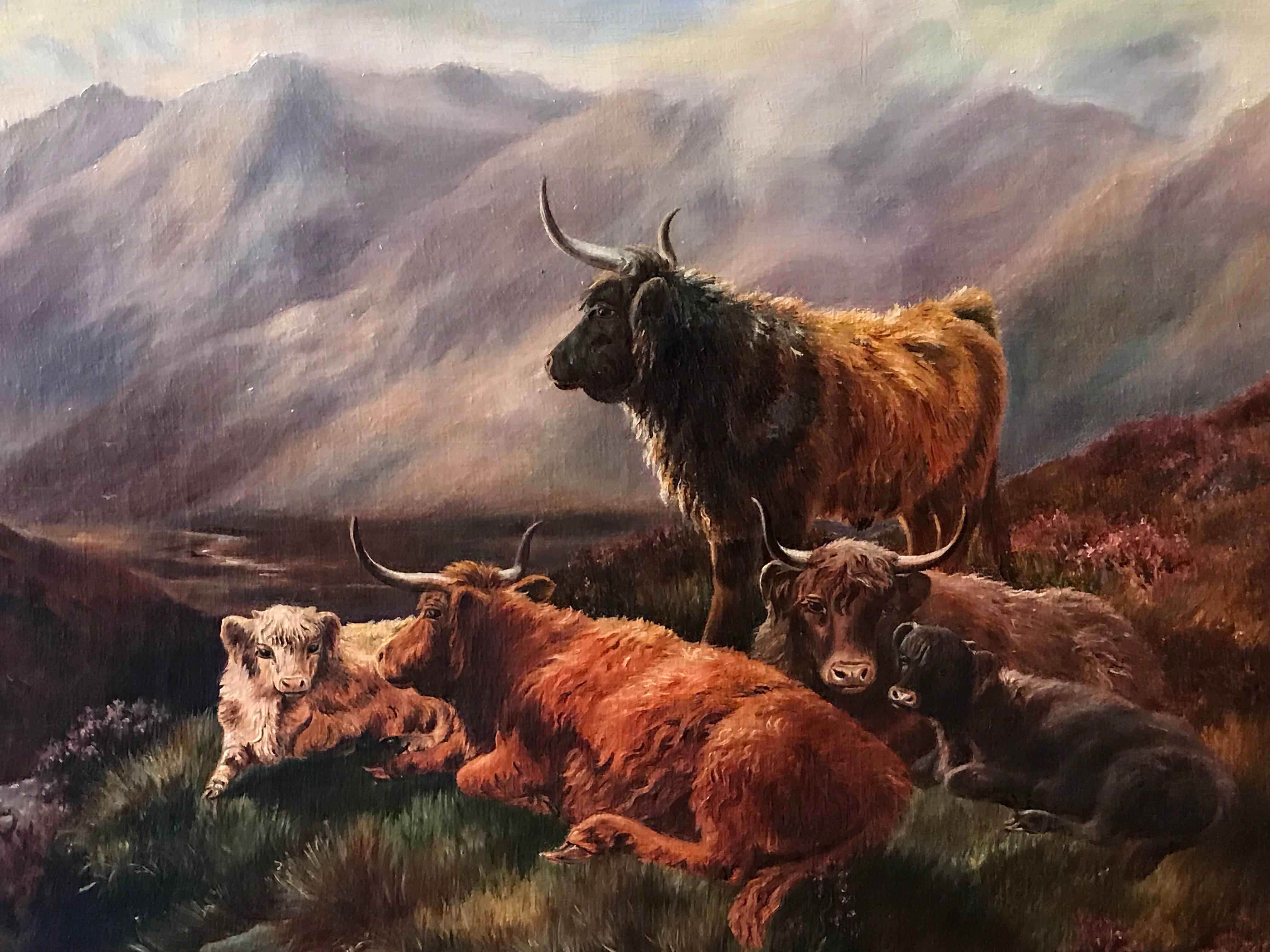 highland cattle oil painting