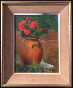 Flowers in Terracotta Pot - French Impressionist Oil Painting