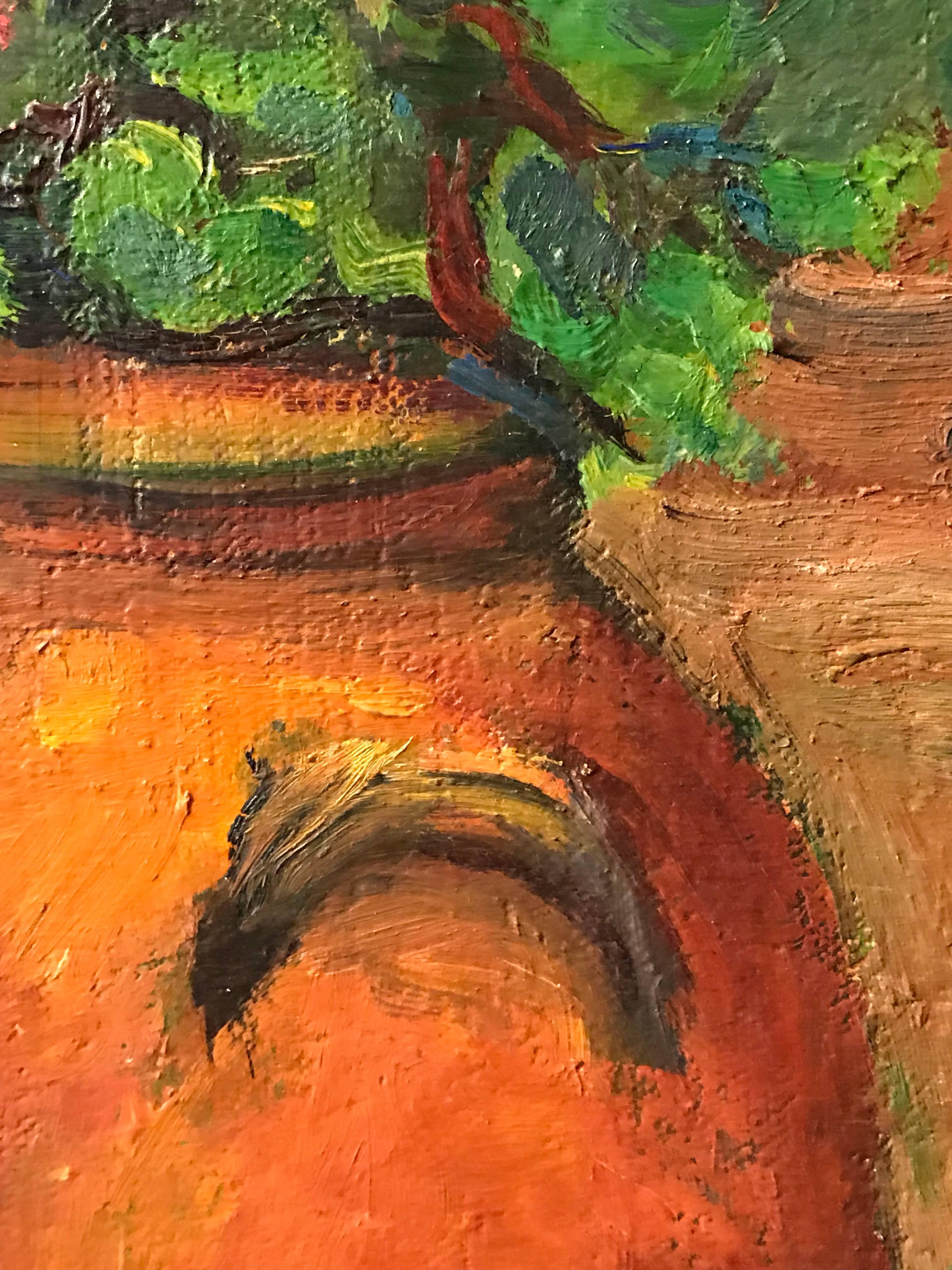 Fleurs dans un pot en terre cuite - Peinture à l'huile impressionniste française - Post-impressionnisme Painting par Louise Jeanne Cottard-Fossey
