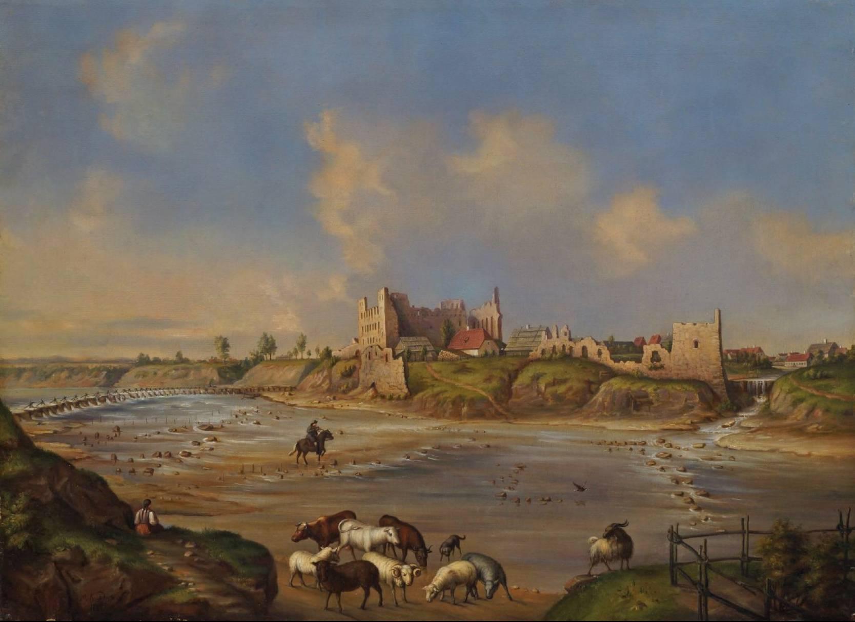 Unknown Landscape Painting - View of Ancient Castle Coastal landscape 