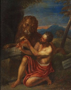 Androcles and the Lion, Fine Old Master Oil Painting