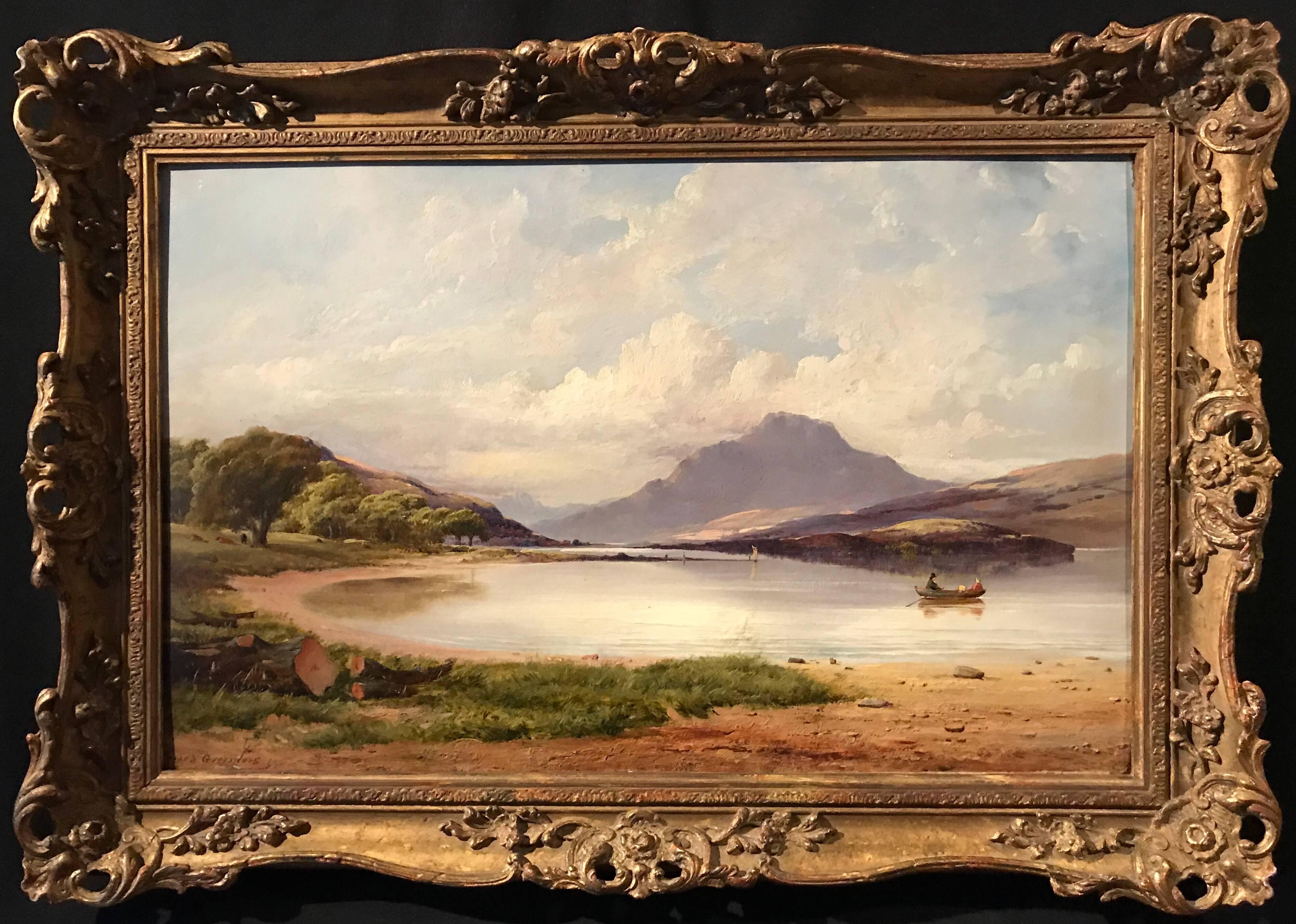 James Greenlees Landscape Painting - Loch Lomond Scotland, Victorian Oil Painting