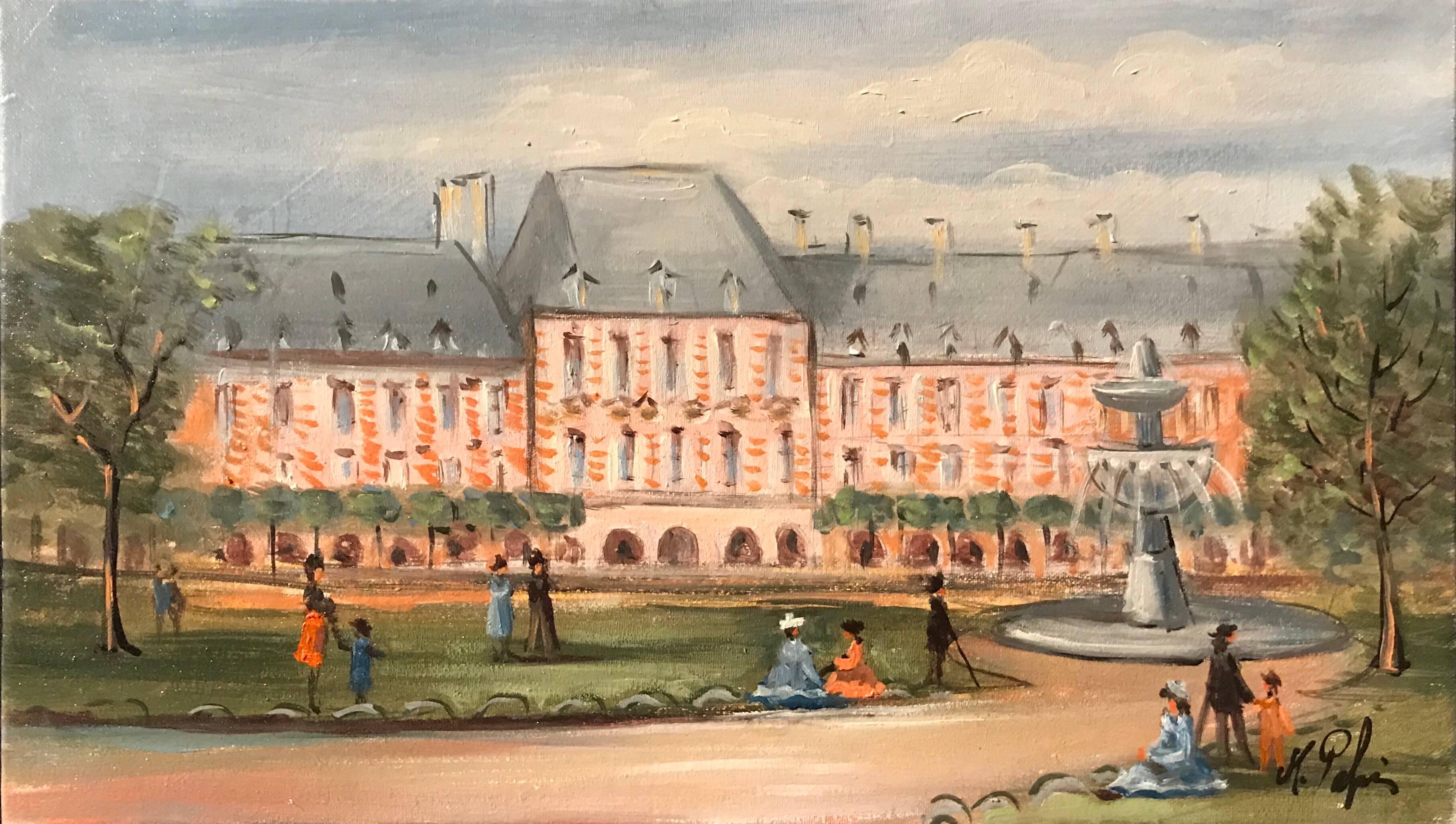 Michel Pabois Landscape Painting - Place des Vosges, Paris