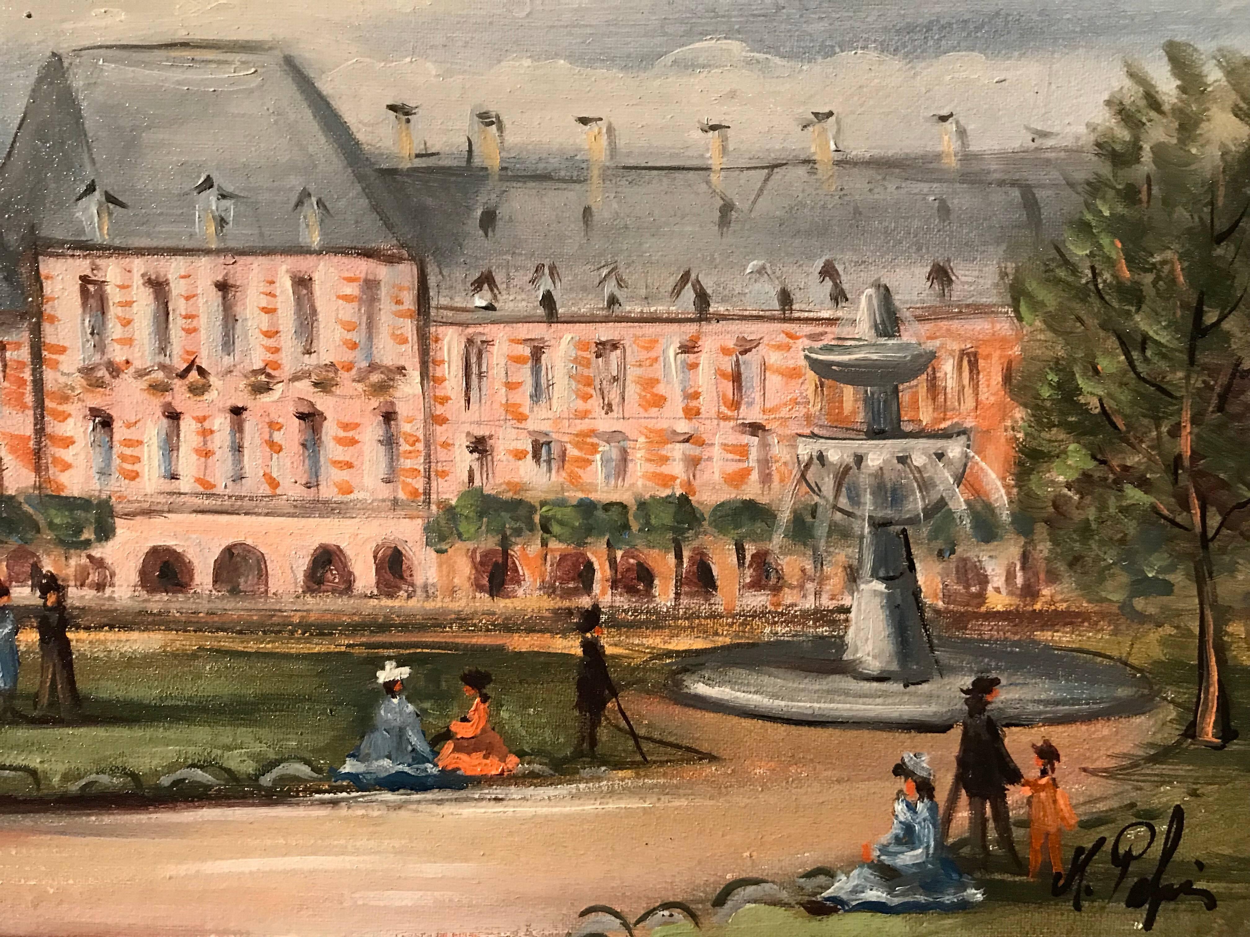 Place des Vosges, Paris - Painting by Michel Pabois