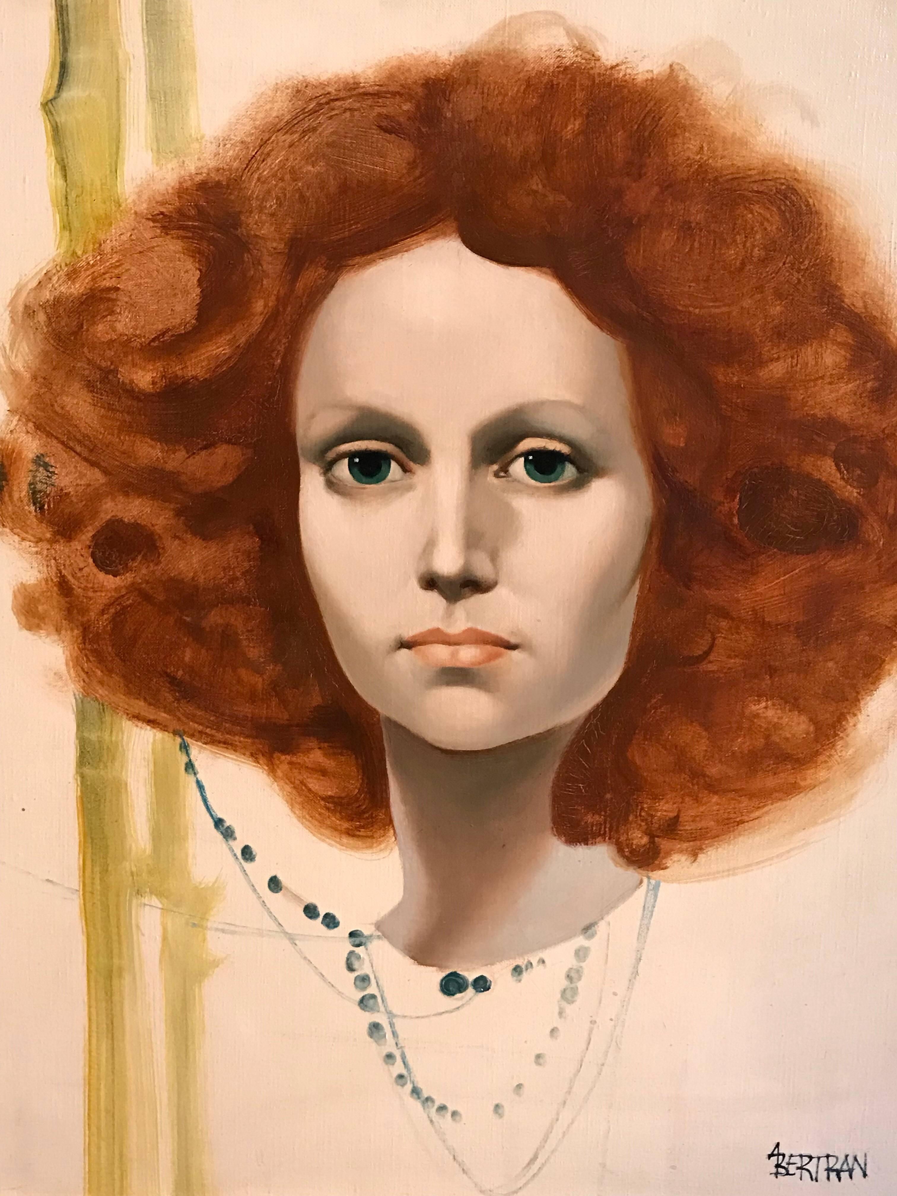 Portrait de Jeune Femme Rousse - Modern Painting by Unknown