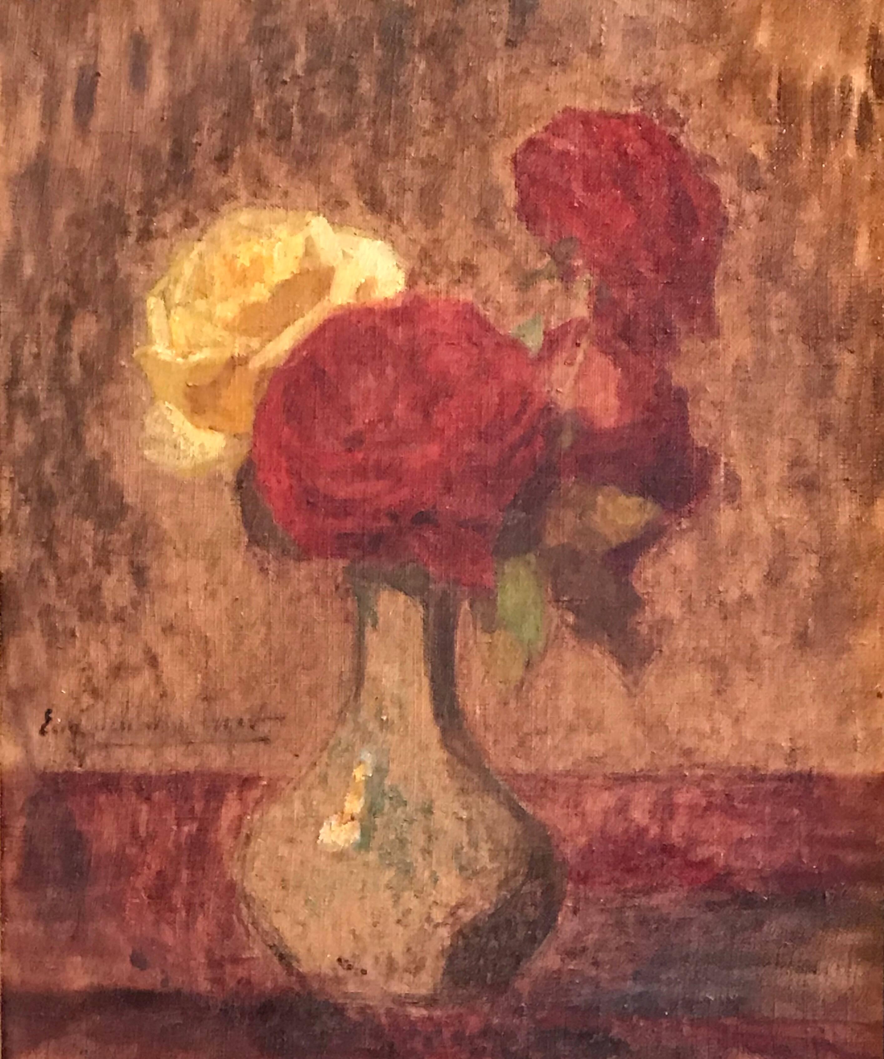 Eugene Jacques Schlumberger Still-Life Painting - Vase de Roses