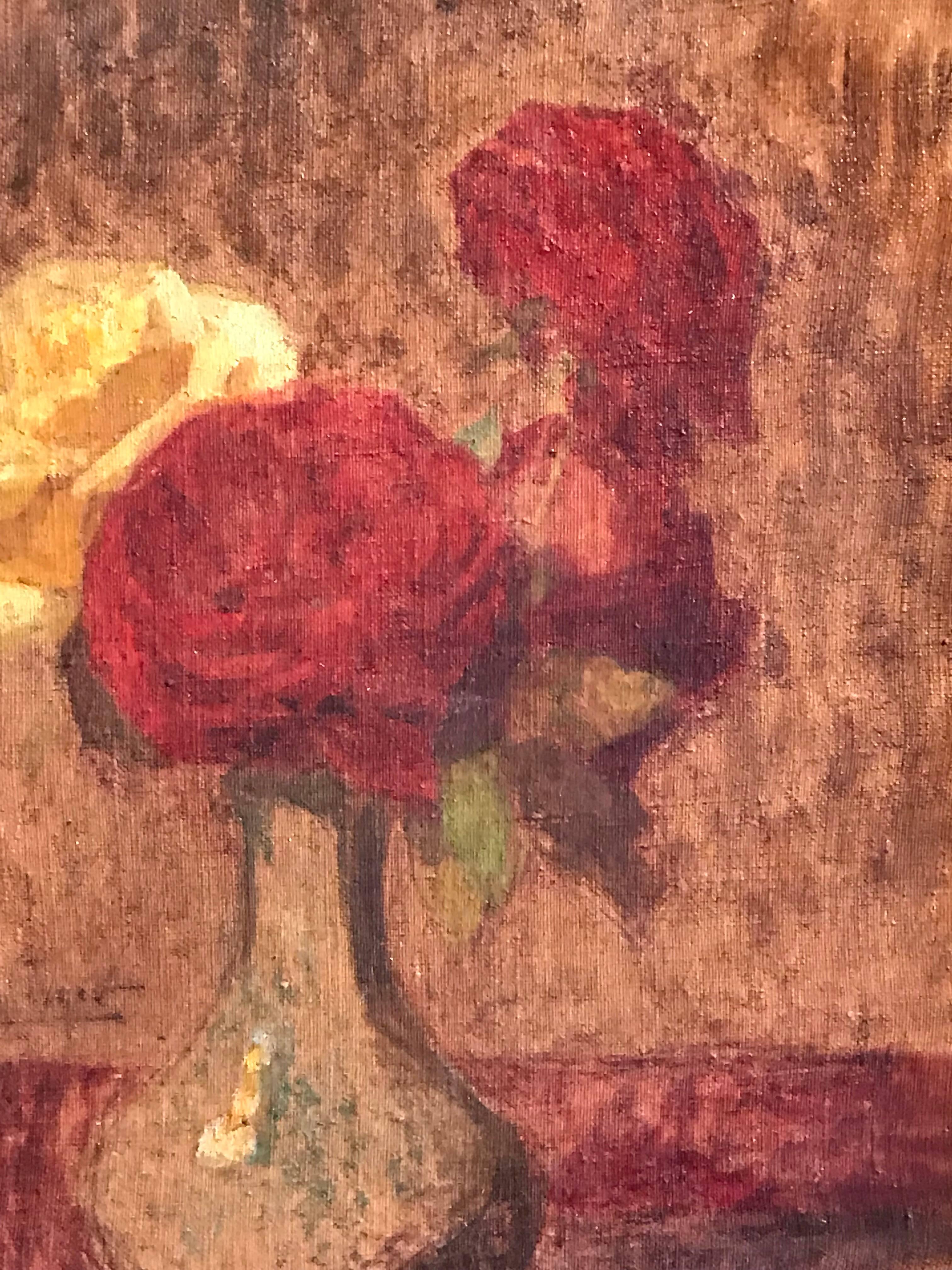 Jarrón de rosas
de Eugene Schlumberger (francés 1879-1960)
firmado abajo a la izquierda
óleo sobre lienzo, enmarcado
cuadro: 41cm x 27cm

Precioso óleo impresionista francés sobre lienzo que representa este sencillo pero elegante arreglo de rosas