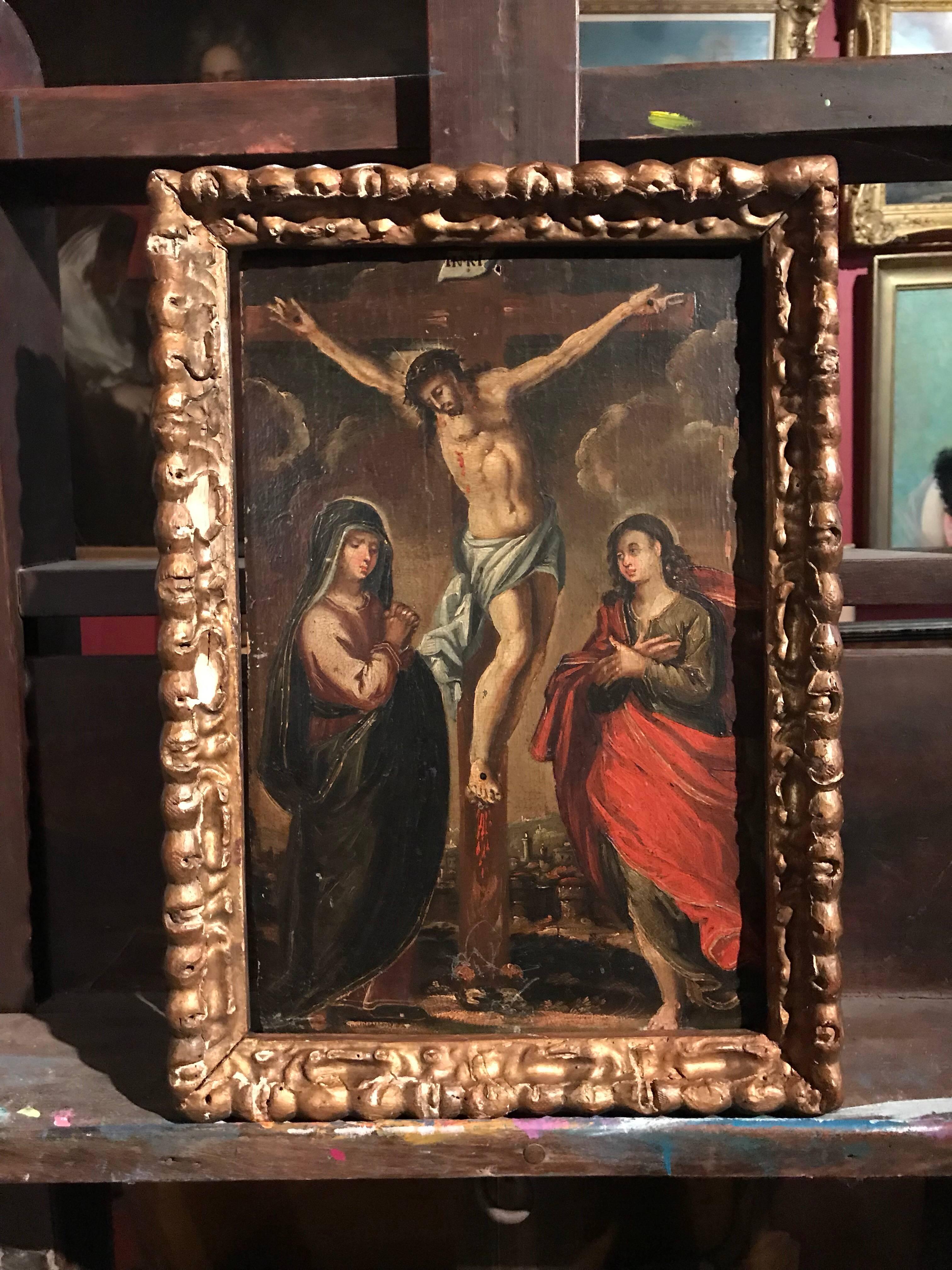 17th Century Oil on Panel - The Crucifixion 4