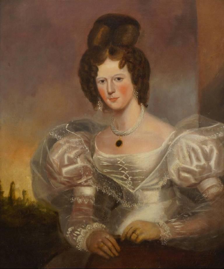 Unknown Portrait Painting - English Portrait of a Provincial Lady, large oil on canvas