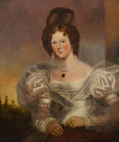 English Portrait of a Provincial Lady, large oil on canvas