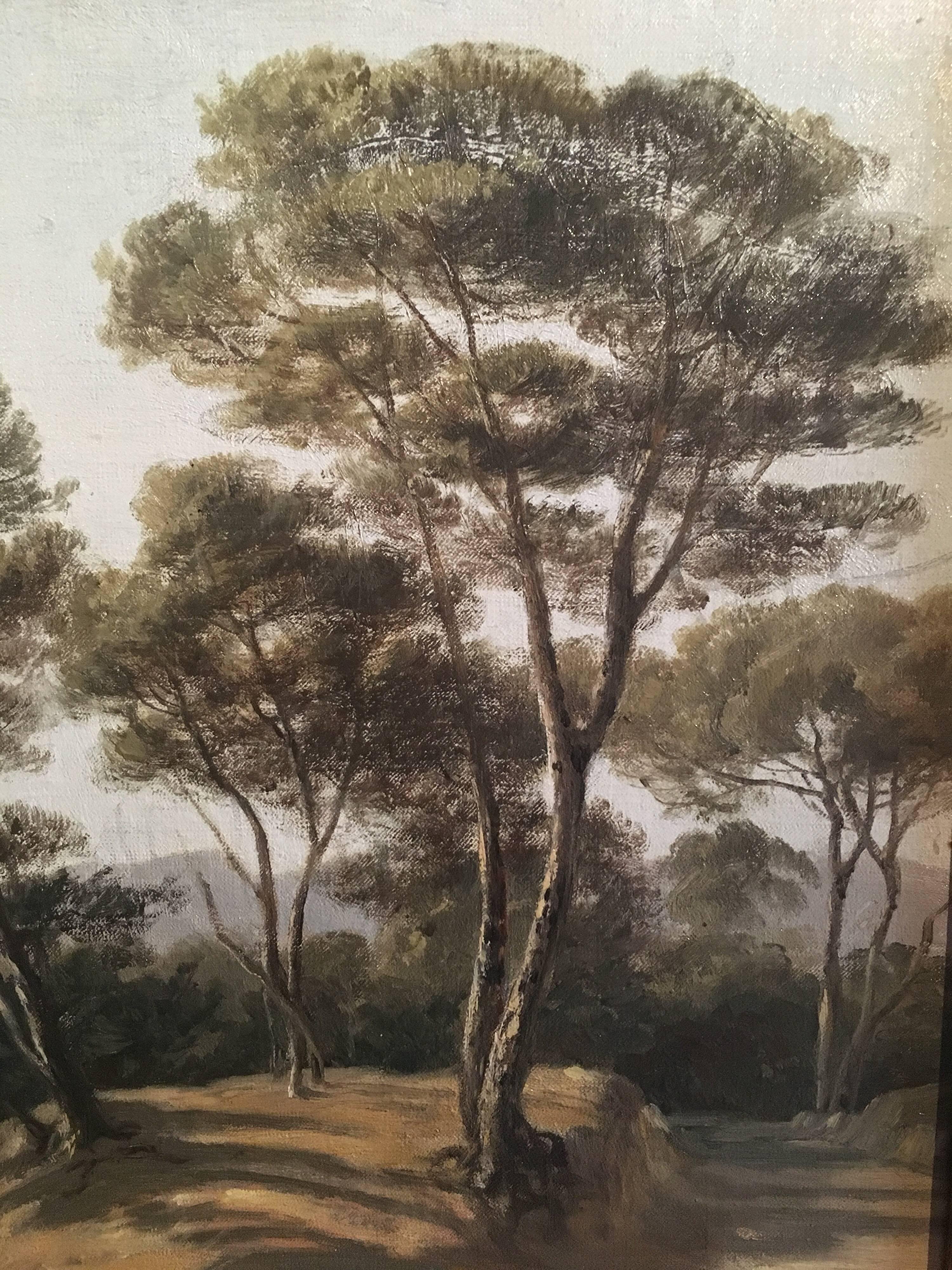 Vue de la côte méditerranéenne Peinture à l'huile impressionniste française des années 1930  - Impressionnisme Painting par Unknown