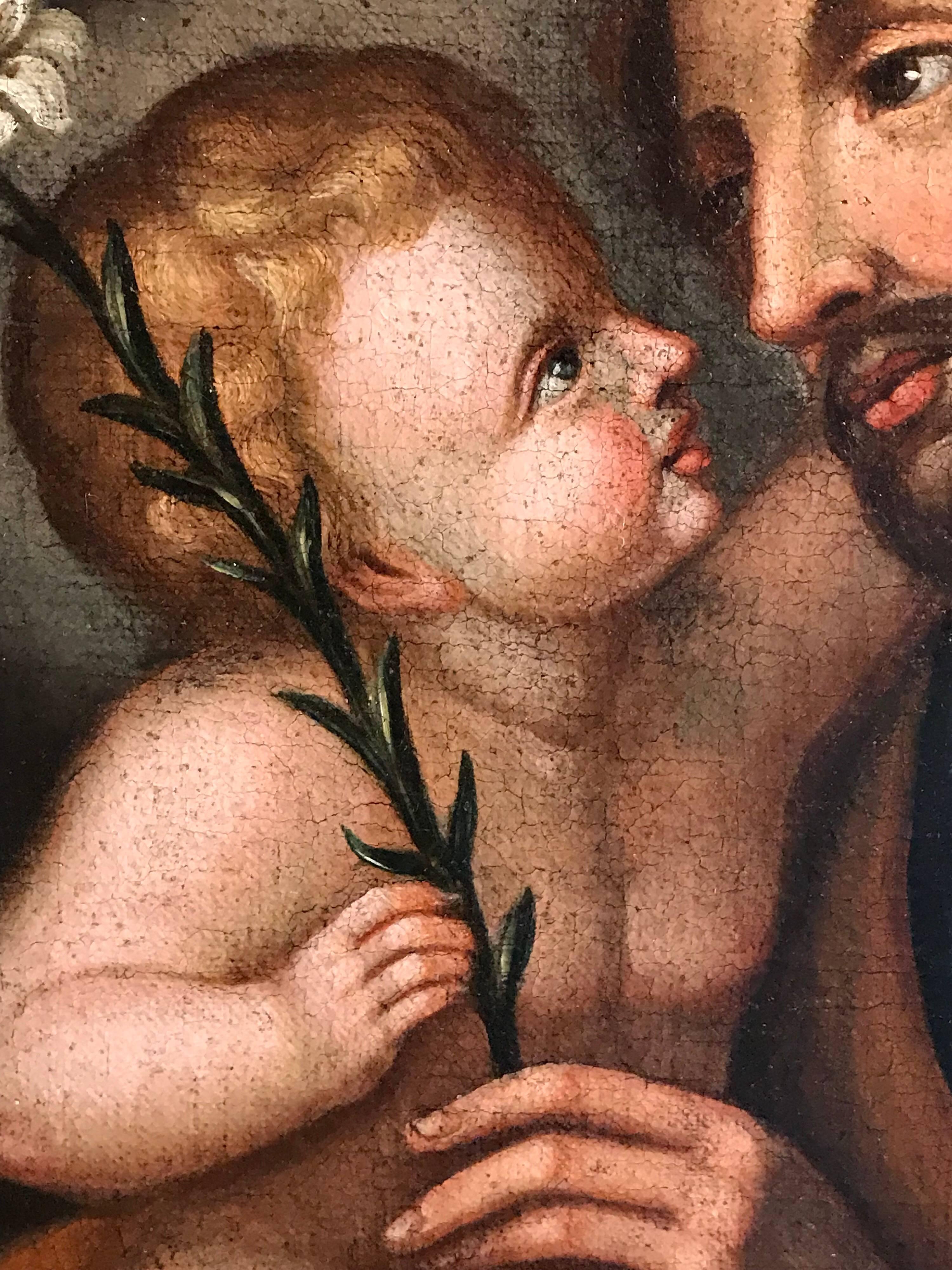 Joseph & Infant Christ Child, 17th century Old Master oil painting 1