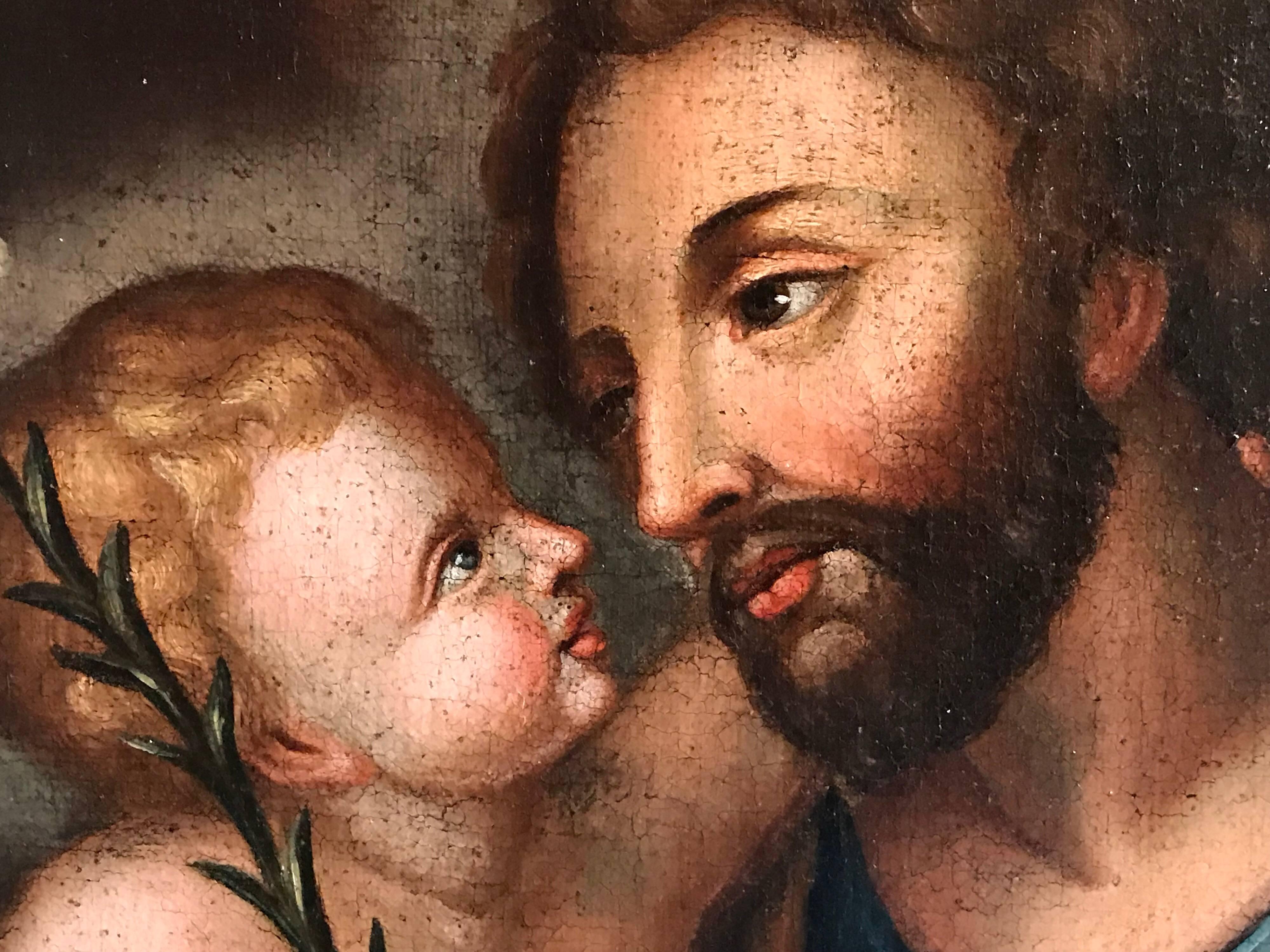 Joseph & Infant Christ Child, 17th century Old Master oil painting 2