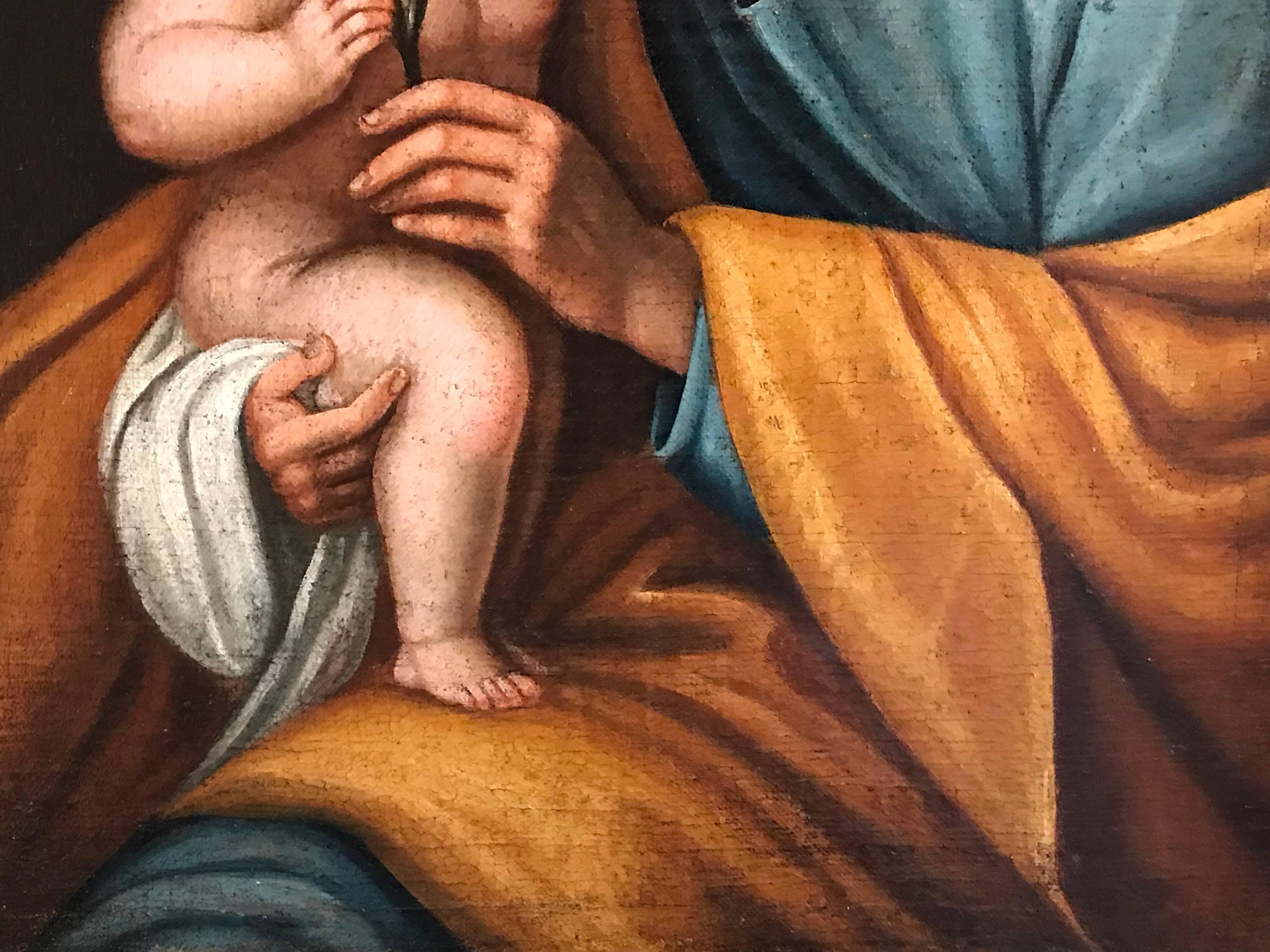 Joseph & Infant Christ Child, 17th century Old Master oil painting 3