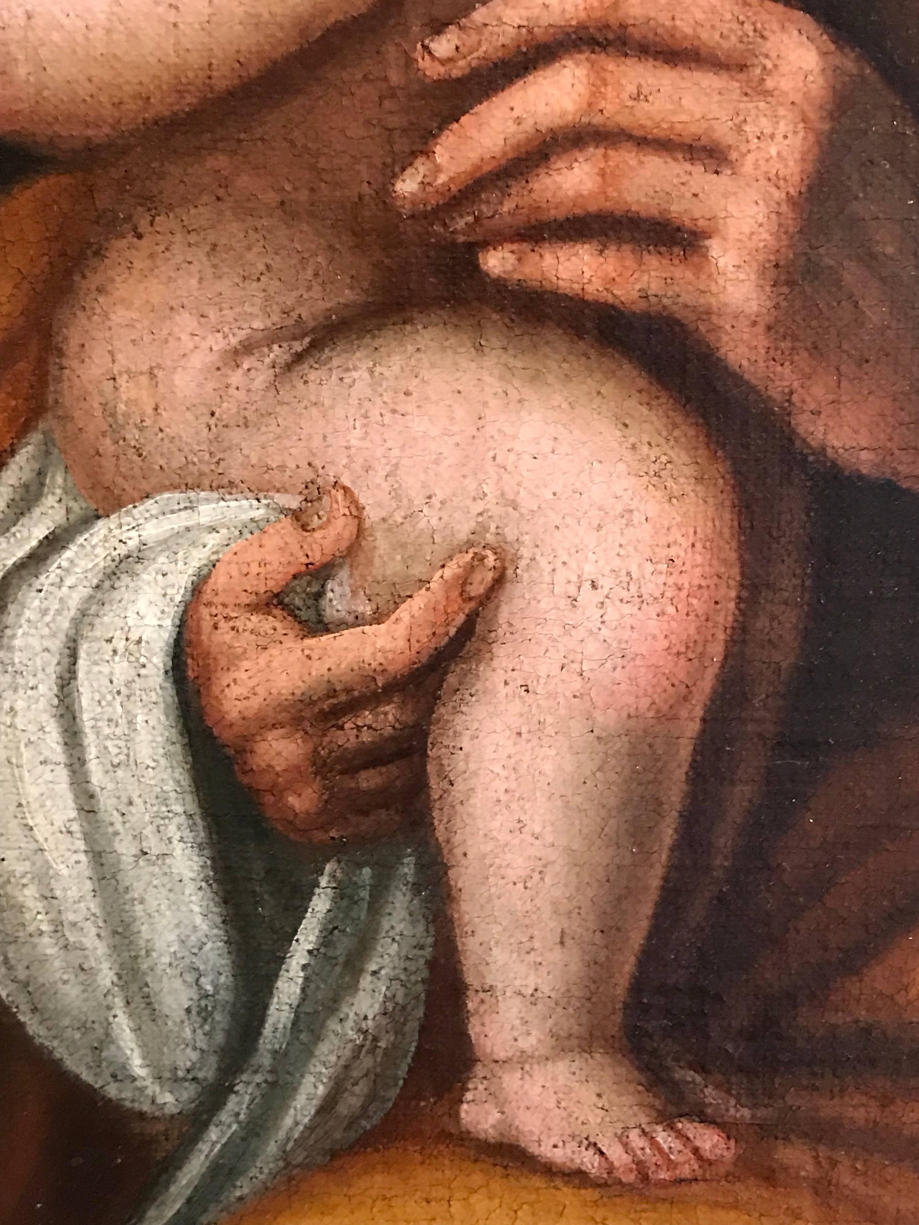 Joseph & Infant Christ Child, 17th century Old Master oil painting 4