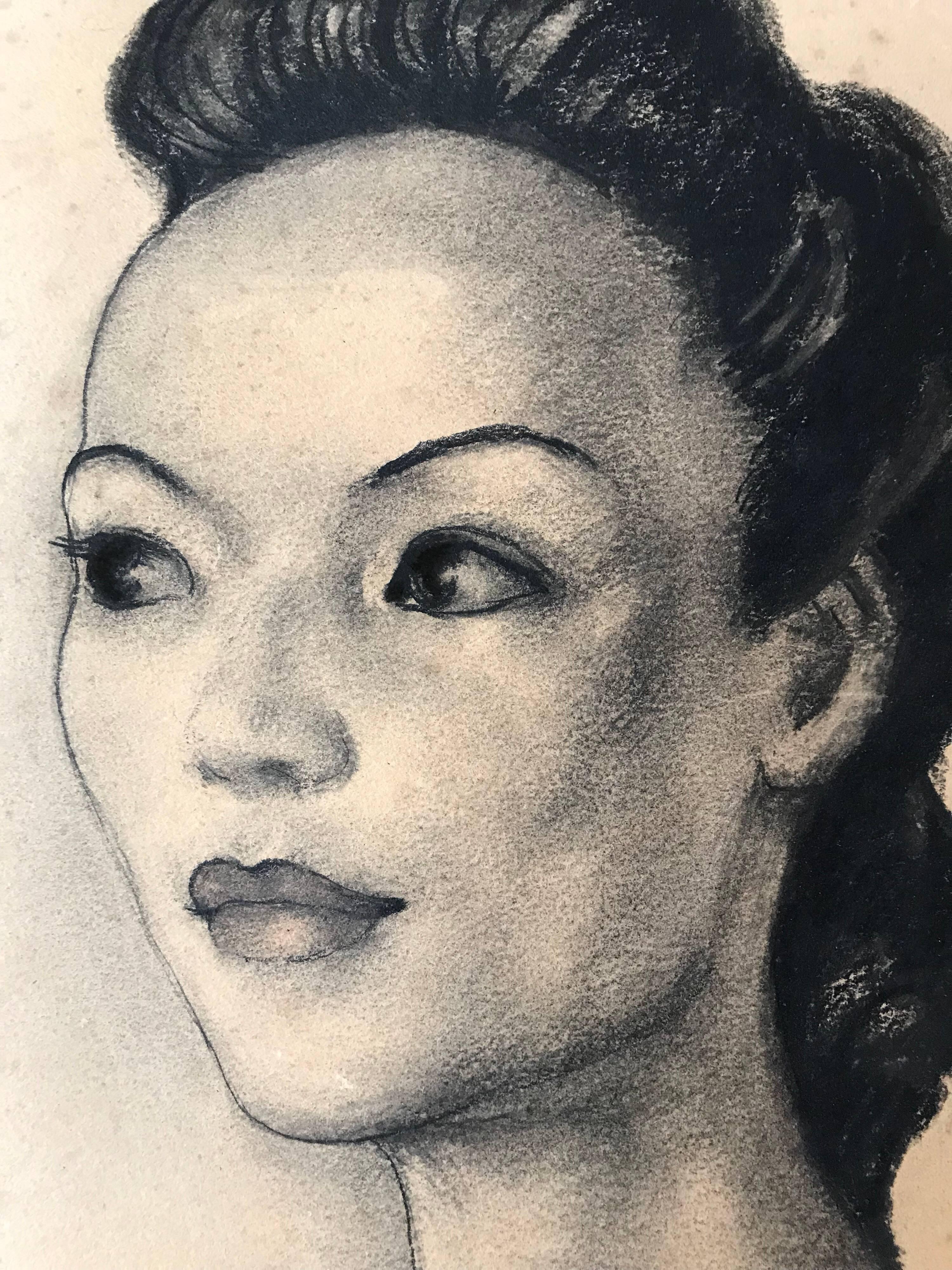 Signed Original Drawing - Portrait of Lady 1939 2