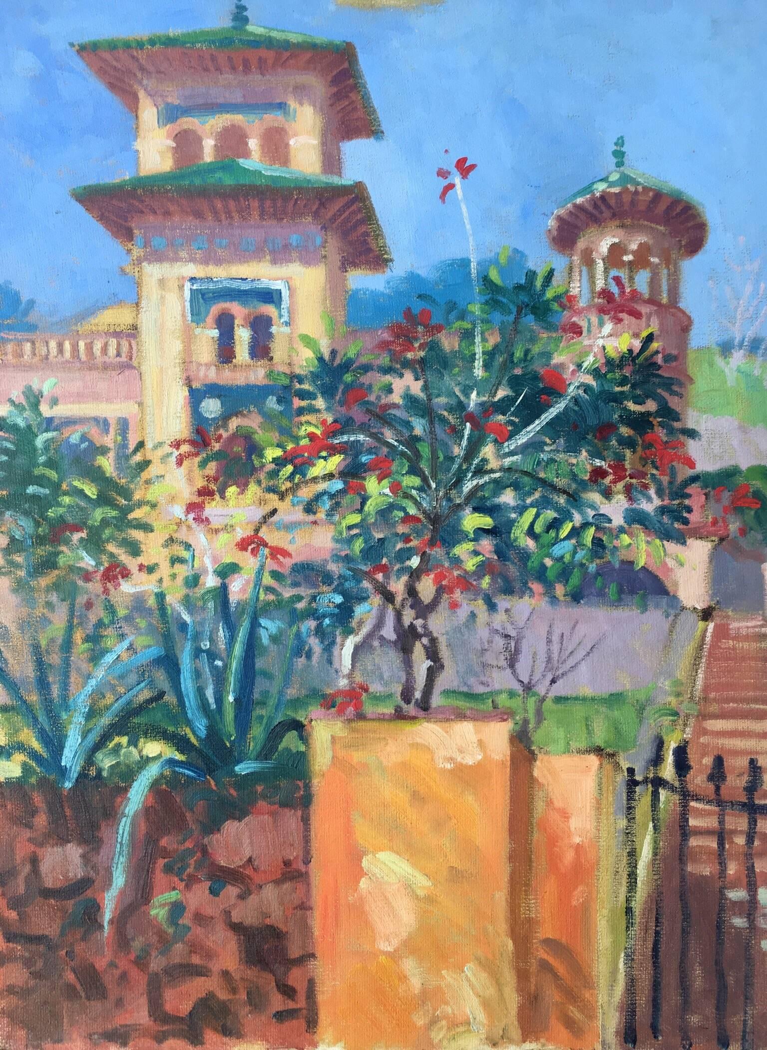 J.B. Holmes Landscape Painting - House at Torremolinos, Spain, Impressionist Oil Painting