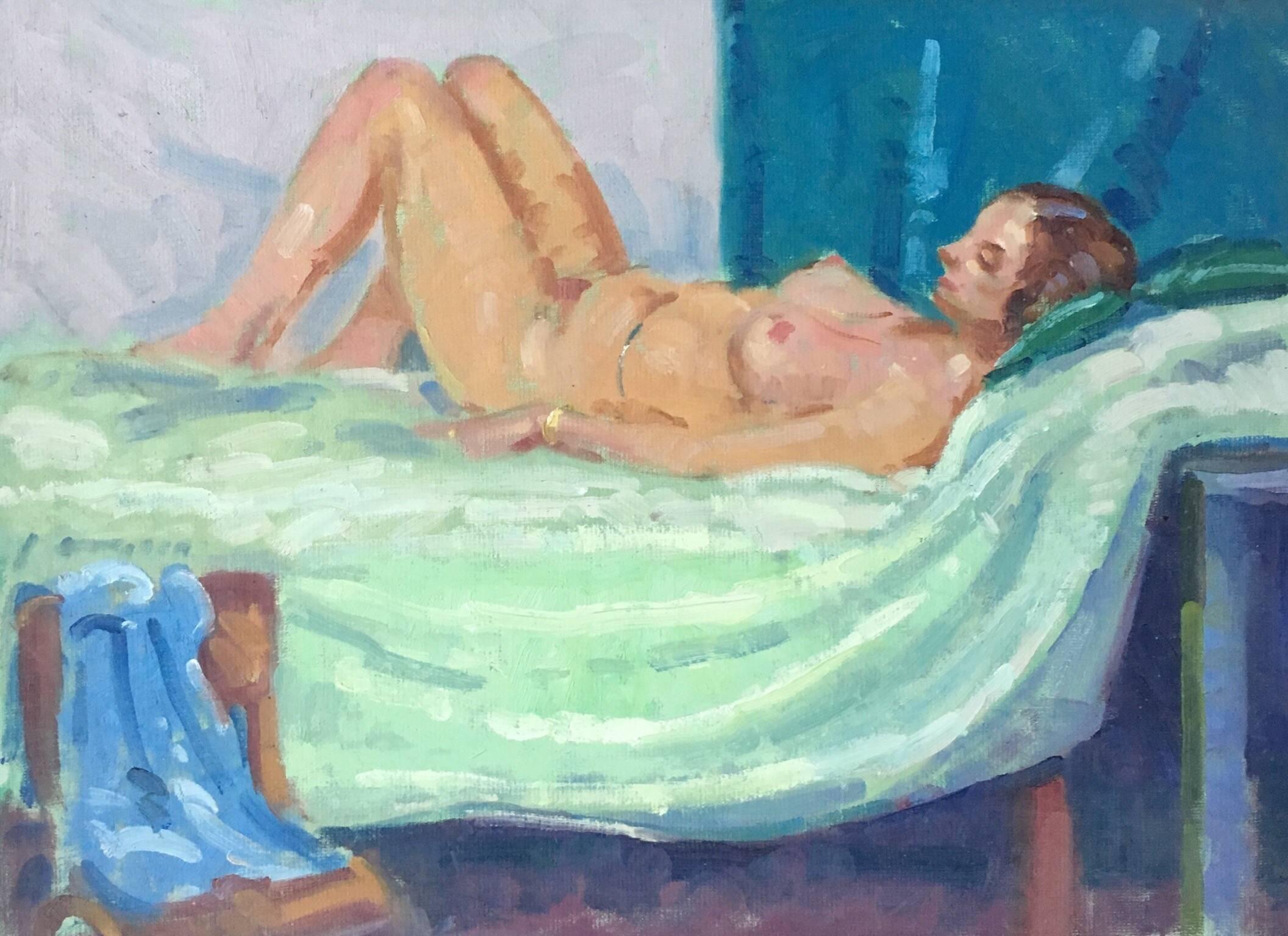 The Reclining Nude, British Impressionist Oil - Amazing Colours