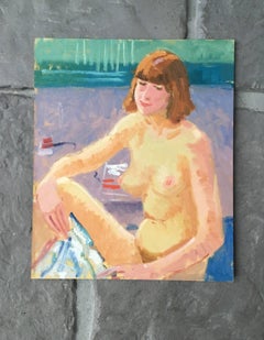 Casual Nude Portrait, British Impressionist Oil Painting