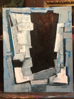 Peinture à l'huile expressionniste cubiste française, signée