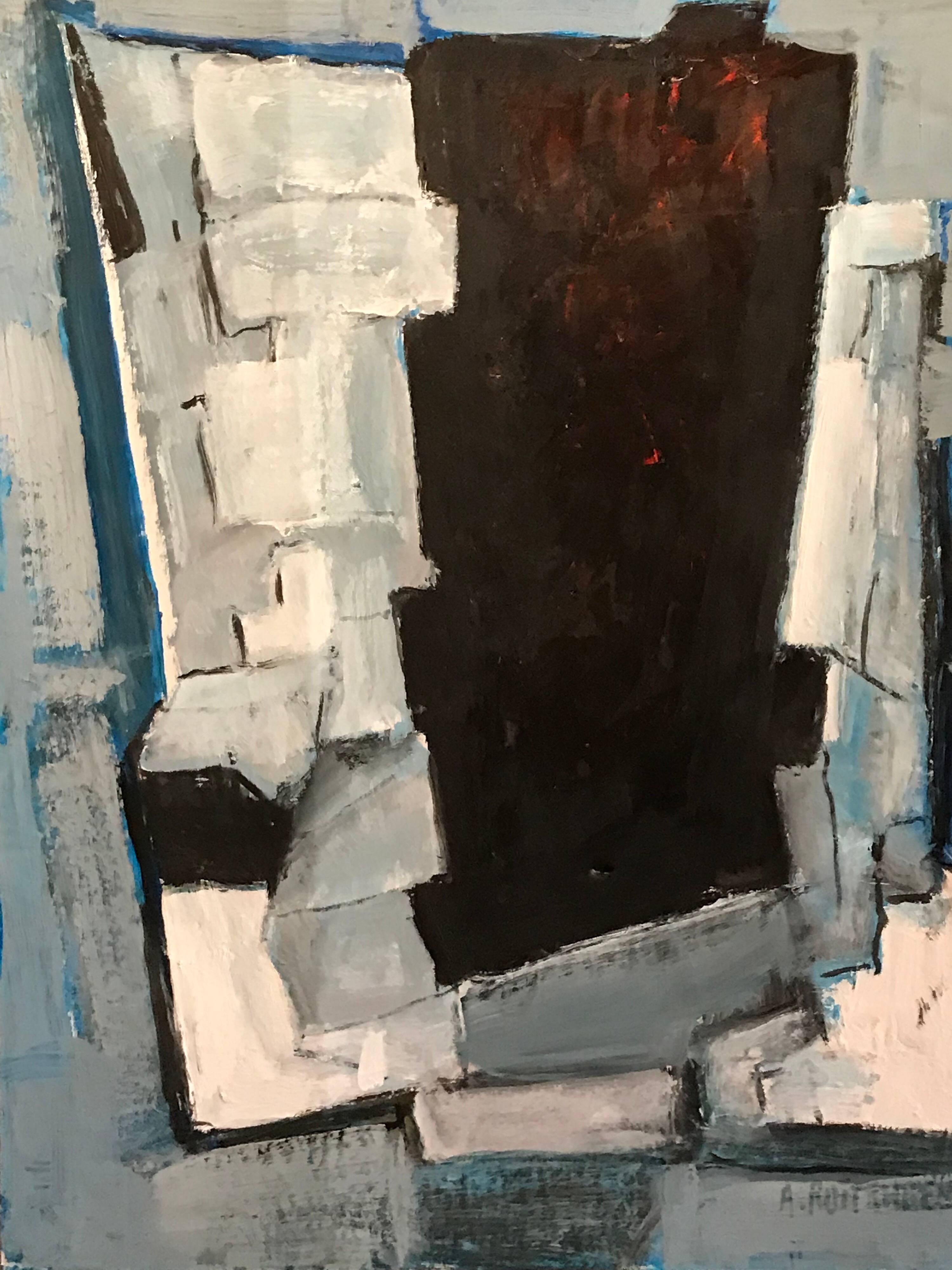 Abstract Painting di Armand Rottenberg - Pittura a olio cubista espressionista francese, firmata