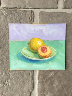 Stillleben Zitronen- und Pfirsichfarben, Obst, Ölgemälde