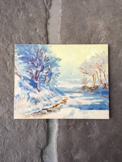 Winterdorf-Schneelandschaft:: Ölgemälde:: britische Künstler