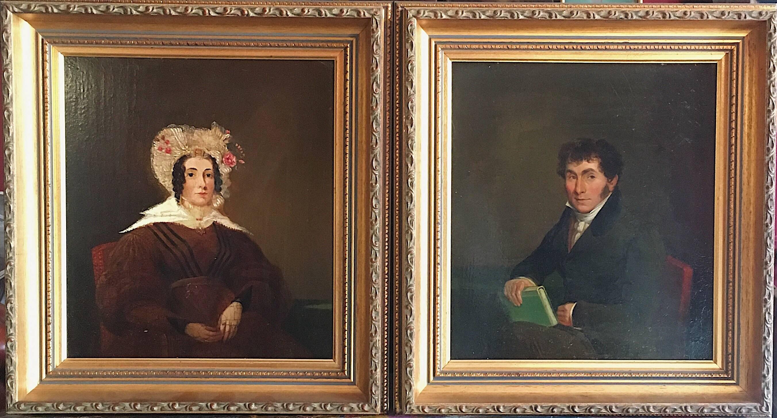 Unknown Portrait Painting - The Victorian Couple - Pair of Victorian Portraits, English Oil Paintings 