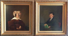 The Victorian Couple - Pair of Victorian Portraits, English Oil Paintings 