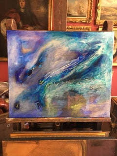 Large Abstract Oil Painting, Signed.