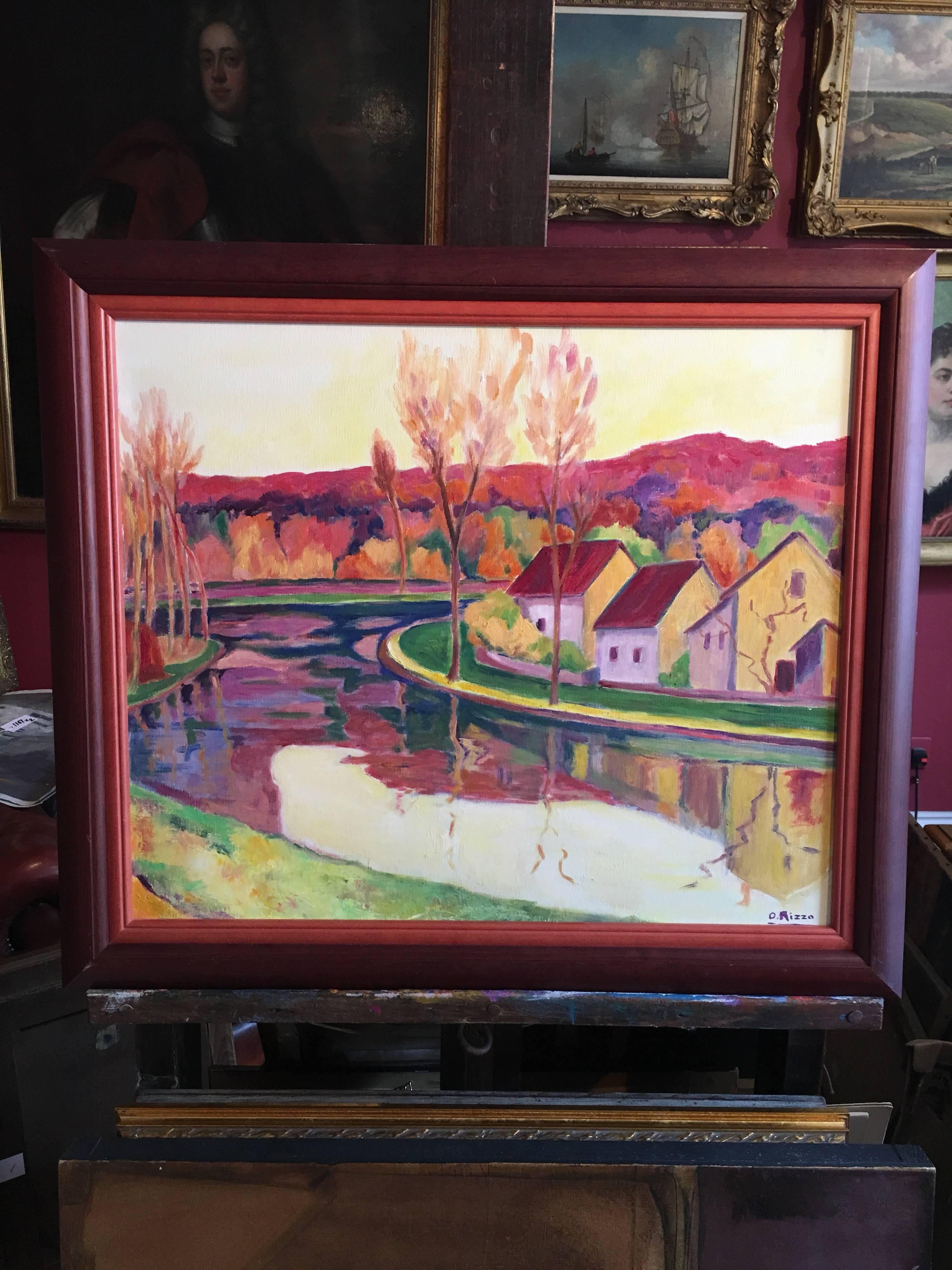 The Winding River, French Fauvist Landscape, Signed Oil - Painting by Unknown