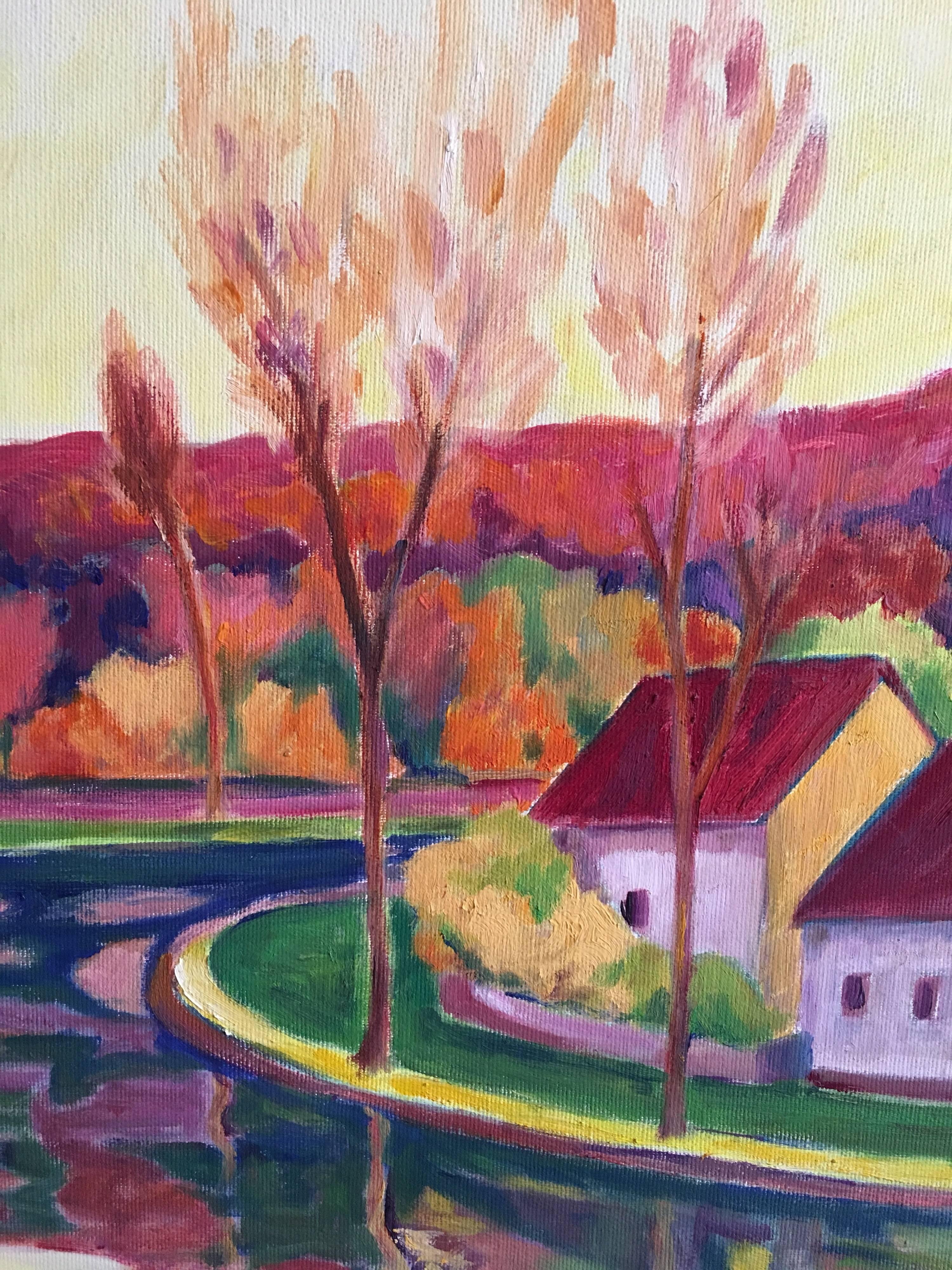 The Winding River, French Fauvist Landscape, Signed Oil - Brown Landscape Painting by Unknown