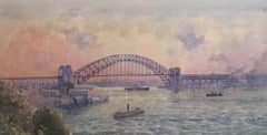 Sydney Harbour Bridge, 1920's Signed Painting