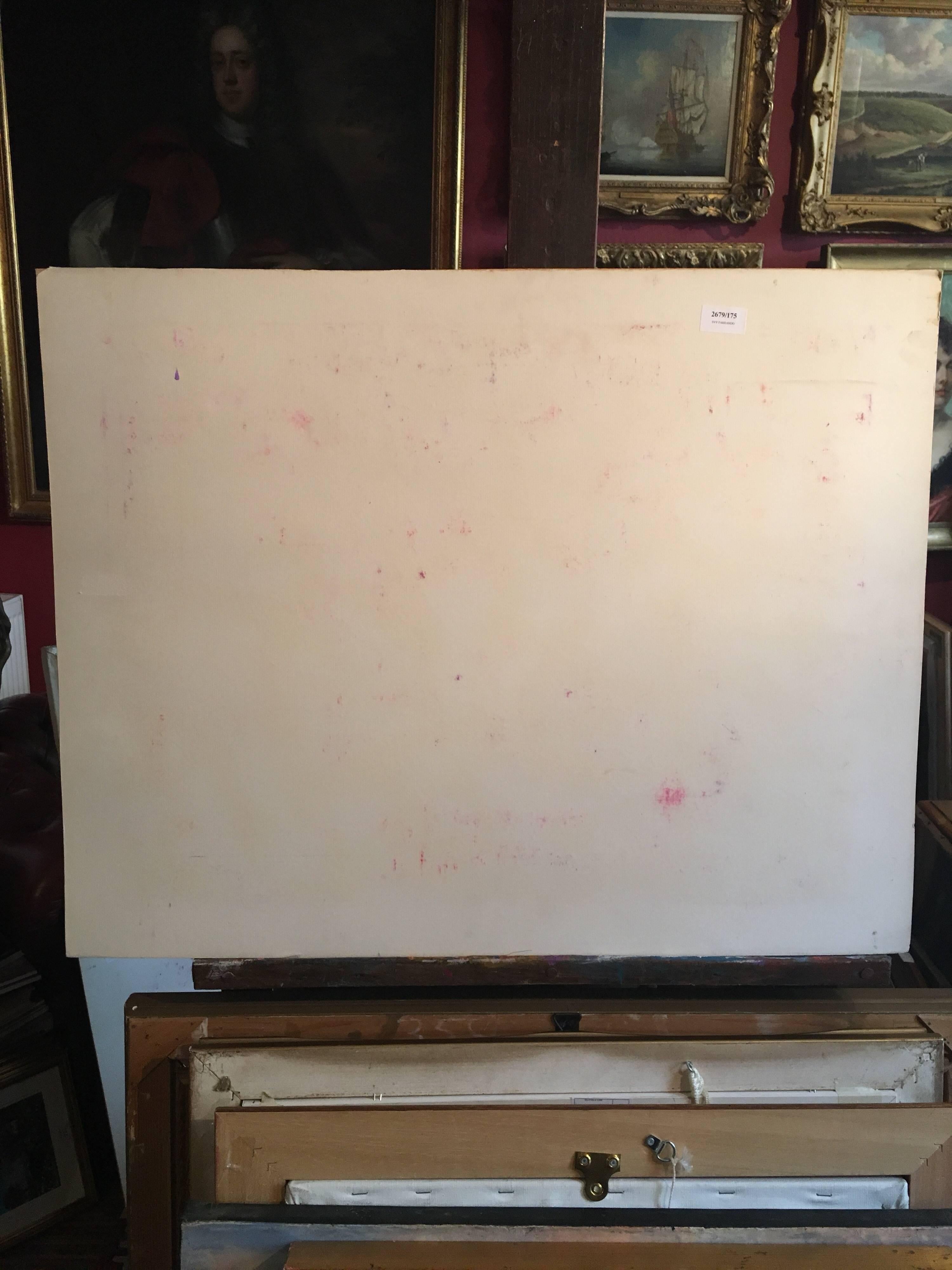French Abstract Painting, Watercolour, Signed, Red and Purple Palette For Sale 1