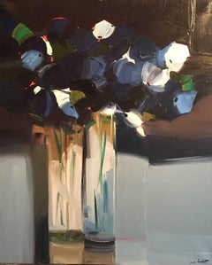 Bouquet Bleu, Large French Abstract Signed Oil Painting Bouquet Bleu, Large French Abstract Signed Oil Painting