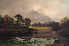 Victorian Scottish Highlands River Landscape Cattle Watering