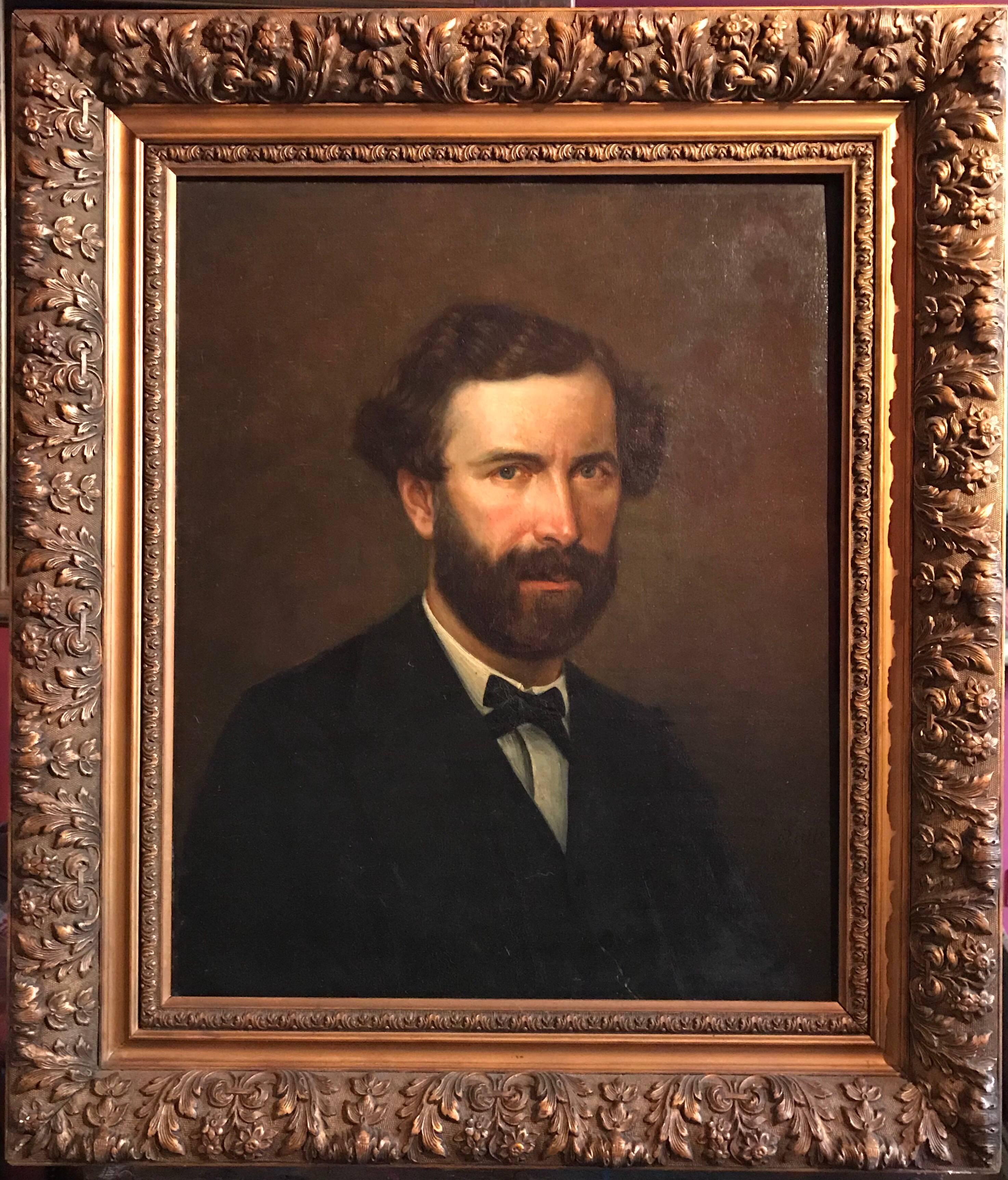 Unknown Figurative Painting - Portrait of an Artist, large 19th century oil painting