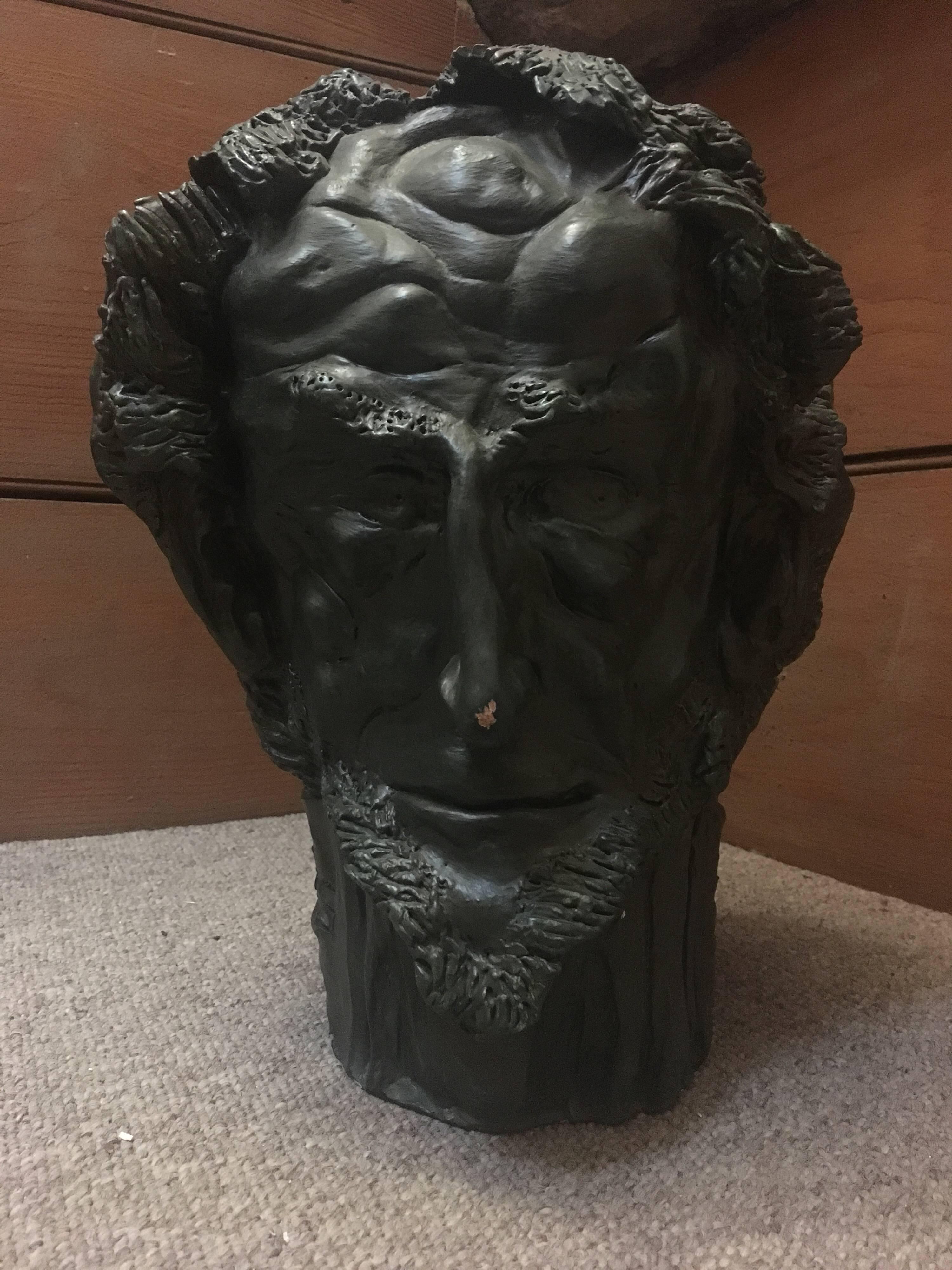 Gabriel Jenny Figurative Sculpture - Head Sculpture Double Sided Man with Beard