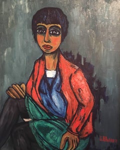 Portrait of a Stylish 1960's Lady, Signed Oil Painting