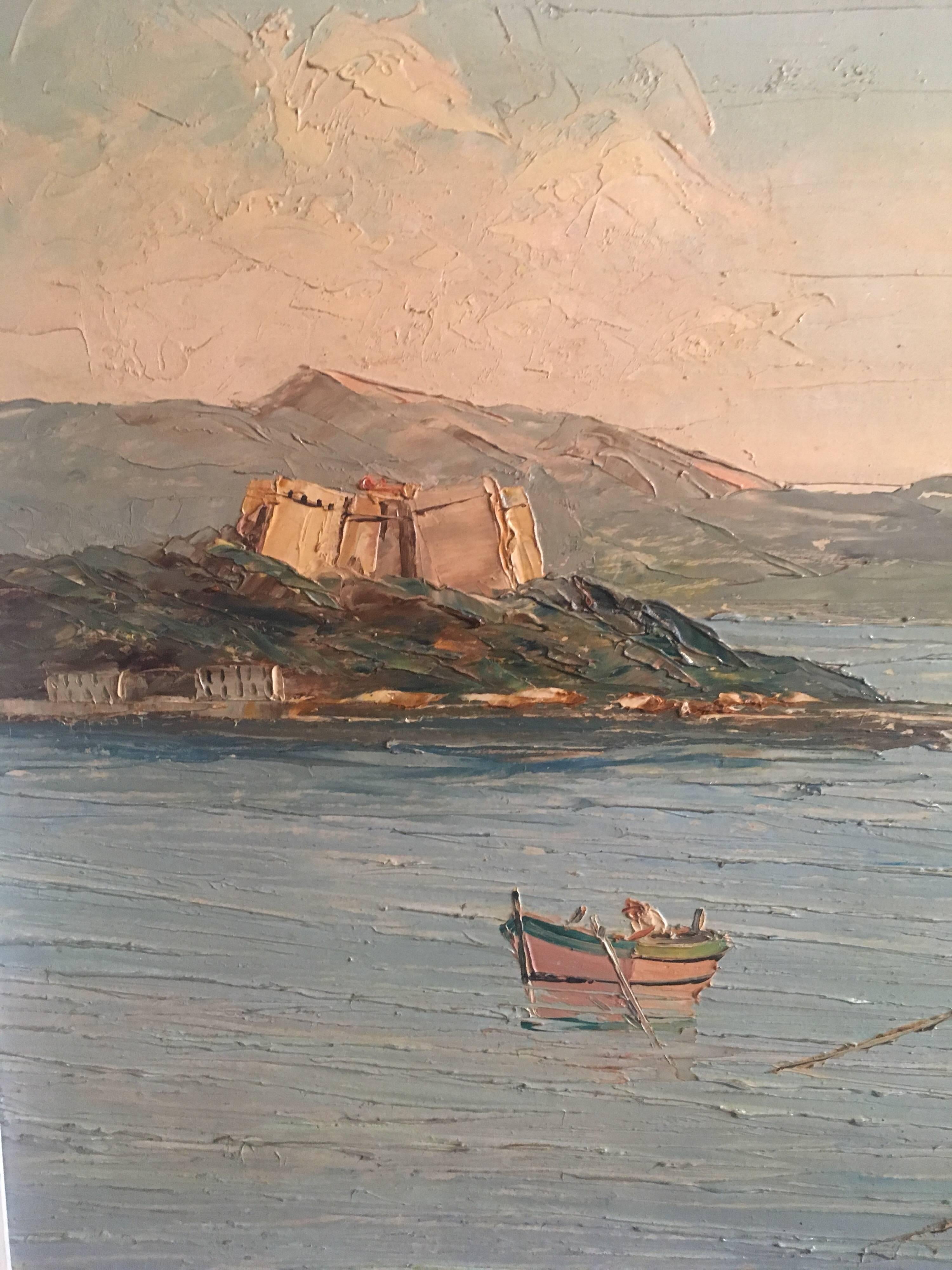 Fishing Boats off Antibes, Signed French Oil Painting  2