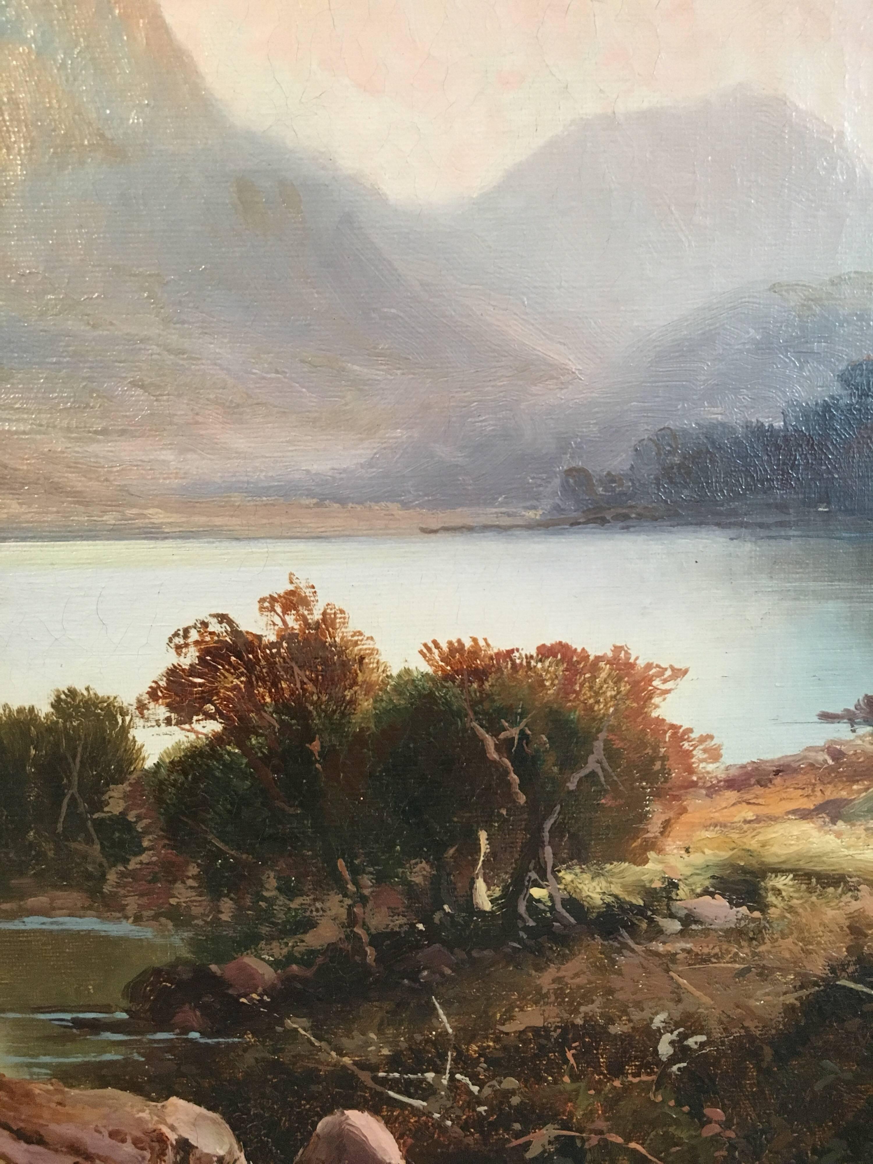Scottish Highland Loch, Victorian Oil Painting  3