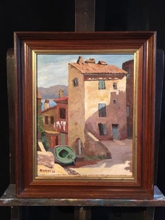 Mediterranean Architecture, Landscape Oil Painting, Signed and Dated