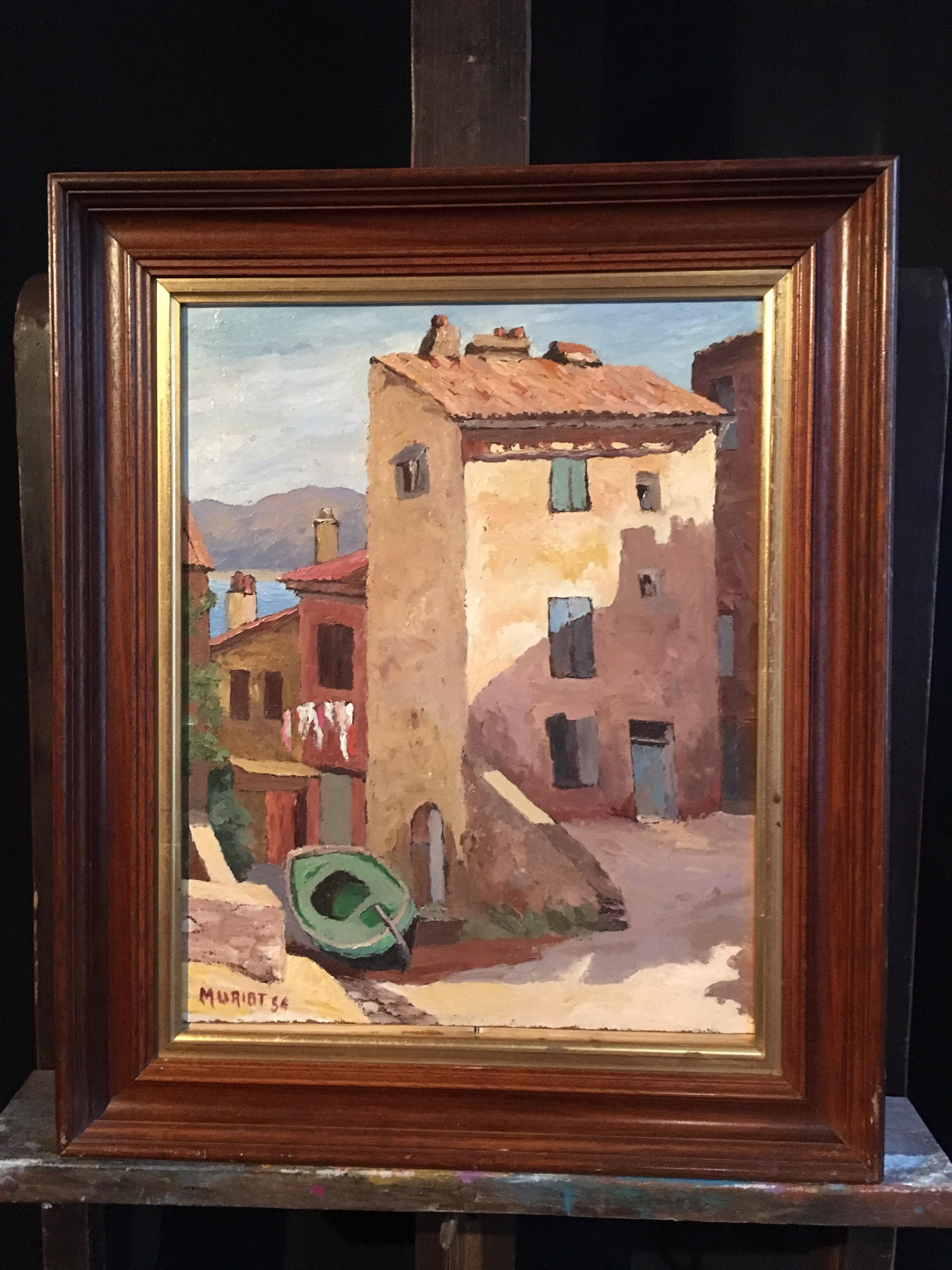 Mediterranean Architecture, Landscape Oil Painting, Signed and Dated For Sale 1