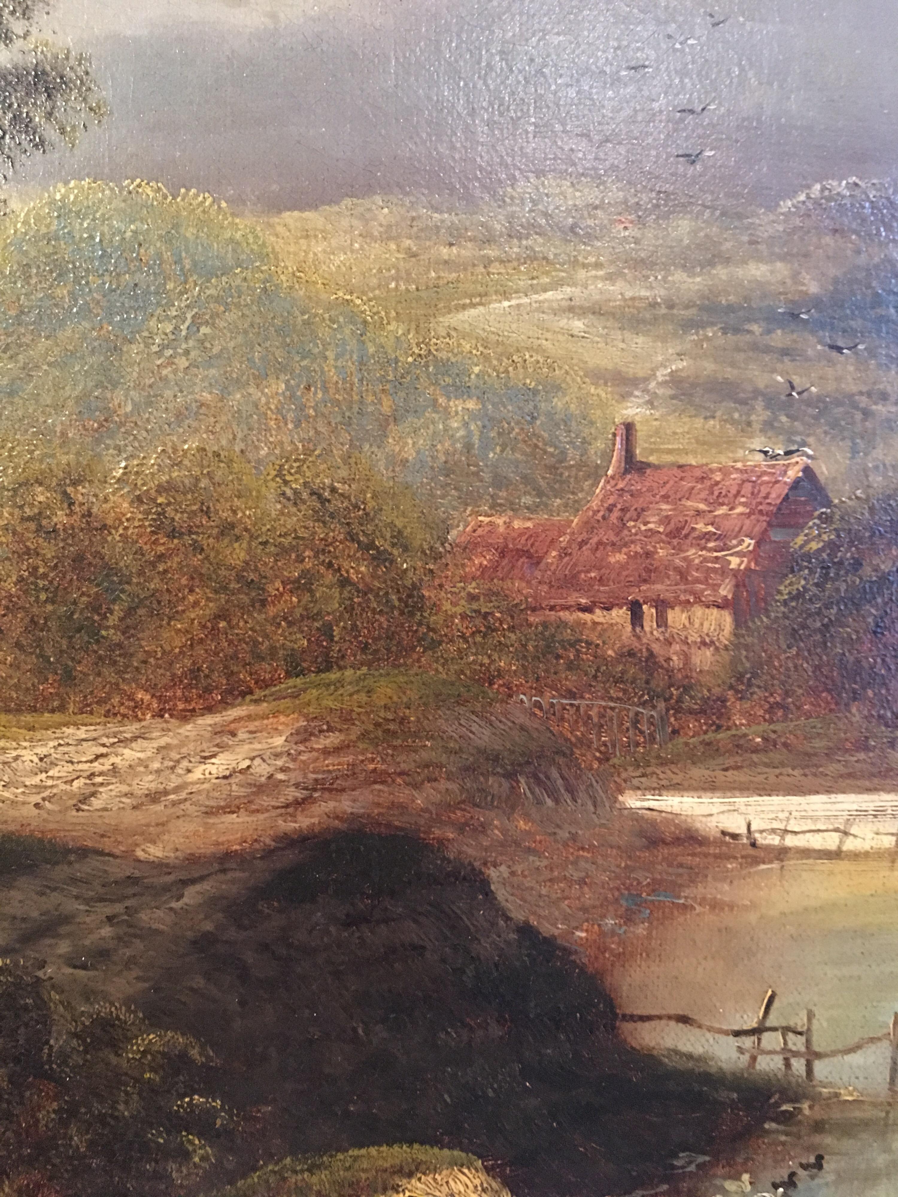 Autumnal Landscape, Fine Victorian Oil Painting, Signed 3
