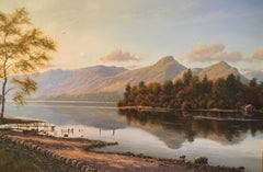 Vintage Reflection on the Water, Large Fine Impressionist Landscape, Signed Oil Painting
