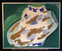 Abstract Oil Painting, Green, Blue and Gold Colour