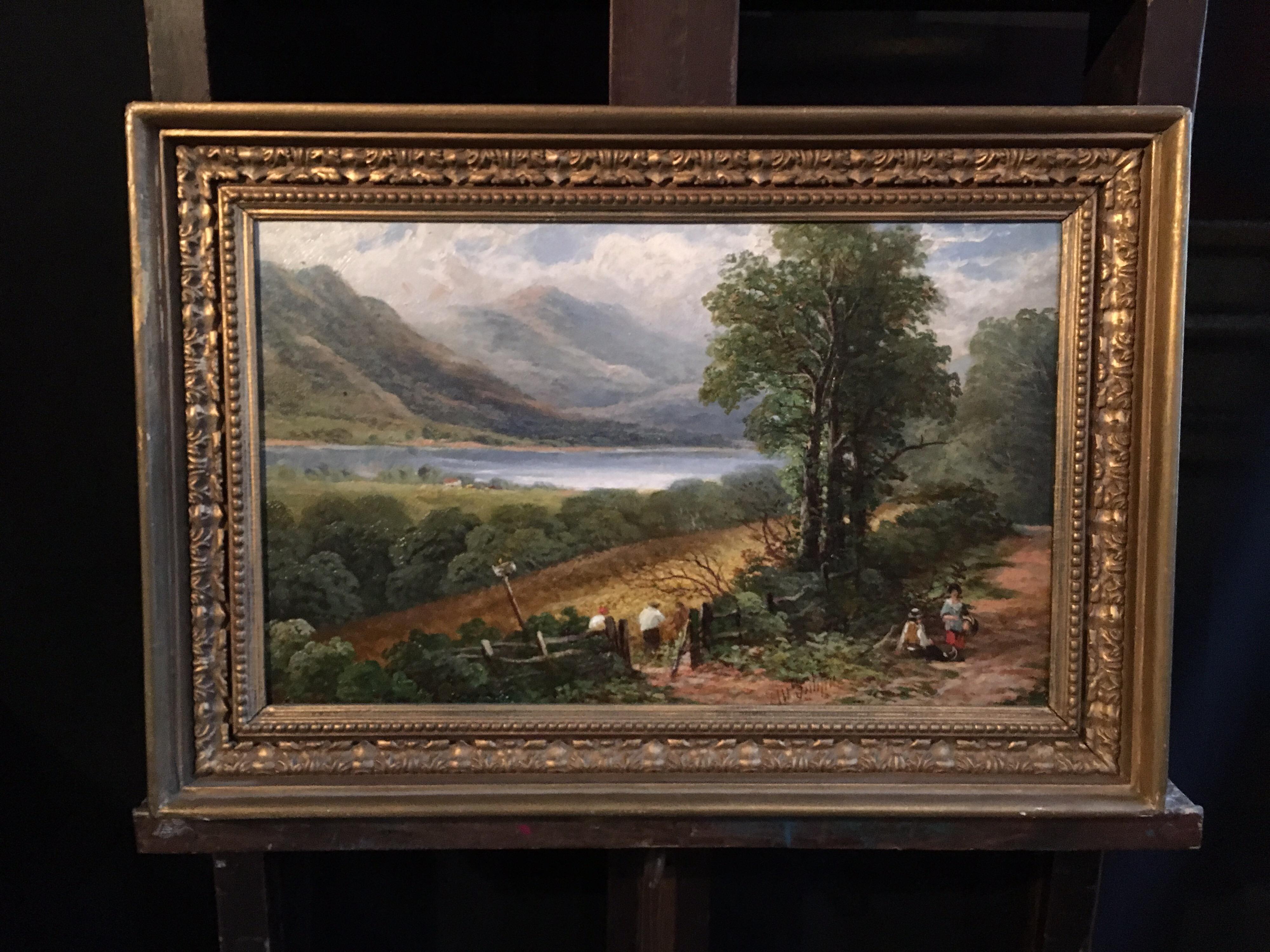 Antique Scottish Landscape, Circa 1800s, Loch Lomond, Signed Elegant Frame - Painting by Joseph Wrightson McIntyre